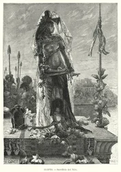 Sacrificio de una virgen al río Nilo en el antiguo Egipto