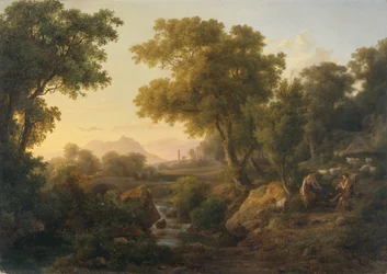 Paisaje clásico italiano (óleo sobre lienzo)