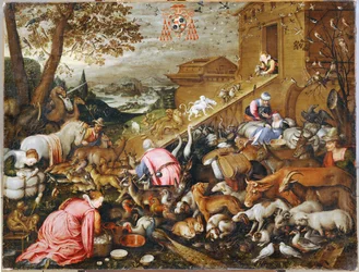 Los animales entran en el Arca (pintura sobre lienzo)