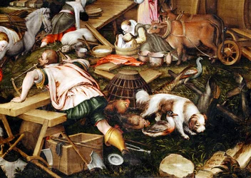 Los animales entran en el Arca de Noé ... (pintura sobre lienzo)