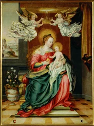 Virgen María con el Niño (pintura sobre lienzo)
