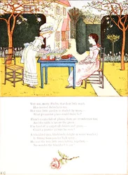 Fiesta de té para niños, ilustración de un poema de 