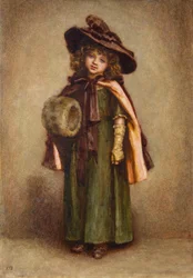 Niña con manguito (acuarela)