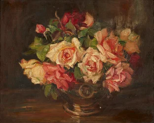 Rosas rosas (óleo sobre lienzo)