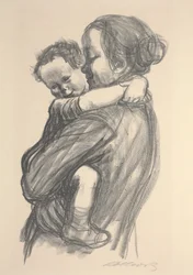 Niño con los Brazos Alrededor del Cuello de su Madre