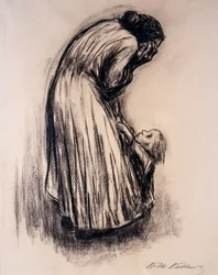 Mujer desesperada con niño