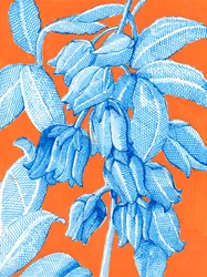 Motivos botánicos azules vibrantes