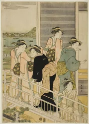 Mujeres en un balcón de una casa de té de Yoshiwara