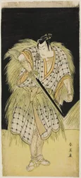 Los actores Mimasu Tokujirô I como Hayano Kampei (Izquierda) y Nakayama Kojûrô VI como Ono Sadakurô (Derecha) en "Tesoro de los 47 Leales Retenedores" ("Kanadehon chûshingura")