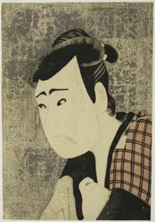 Busto Retrato del Actor Ichikawa Yaozo III como Tanabe Bunzo en la obra Hana-ayame Bunroku Soga (Iris Floreciente: Vendetta Soga de la Era Bunroku), Representada en el Teatro Miyako a partir del Quinto Día del Quinto Mes de 1794.