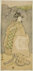El Actor Iwai Kiyotaro como Kewaizaka no Shosho en la Obra Gohiiki no Hana Aikyo Soga, Representada en el Teatro Kawarazaki en el Primer Mes, 1794