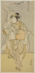 El actor Segawa Kikunojo III en el papel de Osaku en la obra Sayo no Nakayama Hiiki no Tsurigane, representada en el Teatro Nakamura en el undécimo mes de 1790.