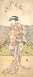 El cuarto Iwai Hanshiro como una mujer de pie bajo un cerezo, ca. 1792