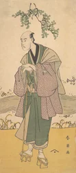 El tercer Bando Hikosaburo como un hombre de pie en la orilla de un río, ca. 1793