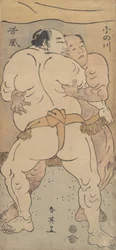 Dos famosos luchadores Onogawa y Tanikase, ca. 1795