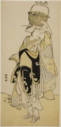 El actor Ichikawa Yaozo III como Shiragiku en la secuencia de danza "Shinobu Uri" de la obra Hatsuhana Mimasu Soga, representada en el Teatro Nakamura en el primer mes de 1785.