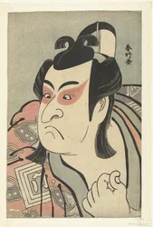 Busto retrato del actor Ichikawa Monnosuke II en el papel de Soga no Goro.