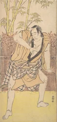 El segundo Ichikawa Komazo como un hombre en una actitud dramática