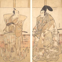Dos actores vestidos con trajes ceremoniales, ca. 1787