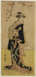 El actor Yamashita Mangiku I como Lady Yuya (Yuya Gozen) (?) en la obra Heike Hyobanki (?), presentada en el Teatro Nakamura (?) en el séptimo mes, 1789 (?)