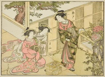 Cortesanas del Chojiya, del libro "Una comparación de bellezas de las casas verdes: Un espejo de sus formas (Seiro bijin awase sugata kagami)," vol. 1