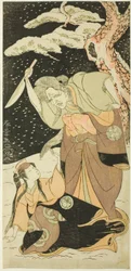 Nakamura Utaemon I como Karashi Baba y Yoshizawa Sakinosuke III como Shirotae