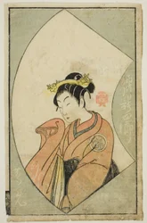 El actor Anegawa Shinshiro II, de "Un libro ilustrado de abanicos de escenario (Ehon butai ogi)"
