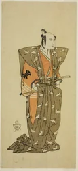 El Actor Bando Mitsugoro I como Soga no Juro Sukenari (?) en la Obra Shuen Soga Omugaeshi (?), Representada en el Teatro Ichimura (?) en el Segundo Mes, 1768 (?)