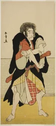 El actor Ichikawa Danjuro V como el monje renegado Wantetsu de Okami-dani en la obra Date Nishiki Tsui no Yumitori, representada en el Teatro Morita en el undécimo mes, 1778