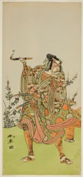 El Actor Ichikawa Danzaburo II como Usui no Sadamitsu (?) en la Obra Edo Katagi Hikeya Tsunasaka (?), Representada en el Teatro Ichimura (?) en el Mes Once, 1772 (?)