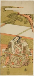 El actor Ichikawa Ebizo III como Akushichibyoe Kagekiyo (?) en la obra Wada Sakamori Eiga Kagami (?), representada en el Teatro Nakamura (?) en el tercer mes, 1773 (?)