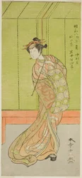 El actor Iwai Hanshiro IV como Agemaki en la obra Sakai-cho Soga Nendaiki, representada en el Teatro Nakamura en el tercer mes de 1771