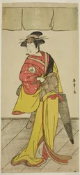 El actor Iwai Hanshiro IV como Osuwa en la obra Koi no Yosuga Kanagaki Soga, representada en el Teatro Ichimura en el cuarto mes, 1789