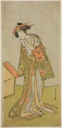 El actor Iwai Hanshiro IV como la cortesana Agemaki en la obra "Sukeroku Yukari no Hatsu-zakura," representada en el Teatro Ichimura en el tercer mes de 1776