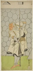 El Actor Matsumoto Koshiro III como Kikuchi Hyogo Narikage en la Obra Katakiuchi Chuko Kagami, Representada en el Teatro Nakamura en el Sexto Mes, 1770