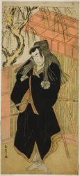 El actor Matsumoto Koshiro IV como Matsuo-maru (?) en la obra Sugawara Denju Tenarai Kagami (?), representada en el Teatro Nakamura (?) en el cuarto mes, 1779 (?)