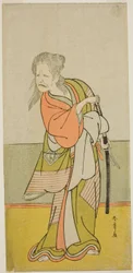 El actor Nakajima Kanzaemon III como Yaguchi no Karasu-baba en la obra Hono Nitta Daimyojin, representada en el Teatro Morita en el séptimo mes de 1777