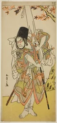 El Actor Nakamura Nakazo I como Katsuhei, Sirviente de una Familia Princely, en la Obra Uta Kurabe Tosei Moyo, Representada en el Teatro Morita en el Mes Once, 1779