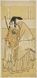 El actor Nakamura Nakazo I como Ko no Moronao en la obra Kanadehon Chushingura, representada en el Teatro Morita en el octavo mes, 1779