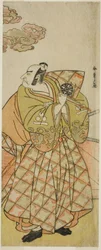 El actor Nakamura Nakazo I como Watanabe no Tsuna en la obra Shitenno Tonoi no Kisewata, representada en el Teatro Nakamura en el undécimo mes de 1781