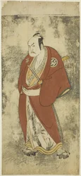 El Actor Nakamura Sukegoro II como Kaminari Shokuro en el Joruri "Gonin Otoko" (Cinco Comunes Caballerosos), Interpretado como Un Acto en el Ayatsuri Kabuki Ogi (Dominio del Abanico en Kabuki), Realizado en el Teatro Nakamura desde el Día Veinte del Séptim