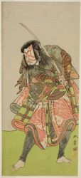 El actor Nakamura Tomijuro I como Akushichibyoe Kagekiyo en la obra Kite Hajime Hatsugai Soga, representada en el Teatro Morita en el primer mes, 1774