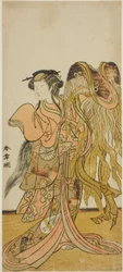 El actor Nakamura Tomijuro I como la cortesana Toyama de Tsuruga en la obra Keisei Tsuki no Miyako, representada en el Teatro Morita en el octavo mes, 1775