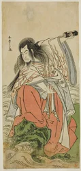 El Actor Onoe Matsusuke I como el Emperador Retirado Sutoku en la Obra Kitekaeru Nishiki no Wakayaka, Representada en el Teatro Nakamura en el Undécimo Mes, 1780
