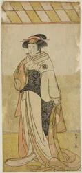 El actor Yamashita Kinsaku II como Lady Manko en la obra Hatsumombi Kuruwa Soga, representada en el Teatro Nakamura en el primer mes de 1780
