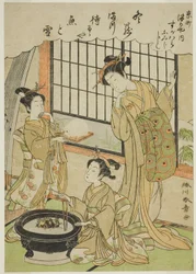 La cortesana Sugawara de la casa Tsuruya y su kamuro Namiji y Kashiko