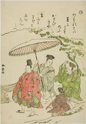 "Tsu": Narihira en la Nieve en Ono, de la serie "Cuentos de Ise en Imágenes de Brocado a la Moda (Furyu nishiki-e Ise monogatari)"