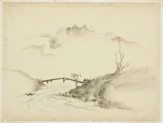 Paisaje con granjero cruzando un puente, 1615-1868