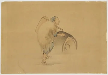 Hombre con Mazo Rodando Barril, ca. 1850