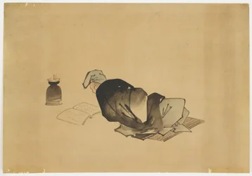 Hombre Reclinado Leyendo a la Luz de una Lámpara, ca. 1850